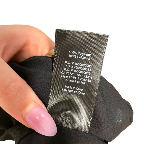 Aritzia Babaton Blouse Top Button Down Collarless Long Sleeve Satin Black Small - Picture 9 of 9